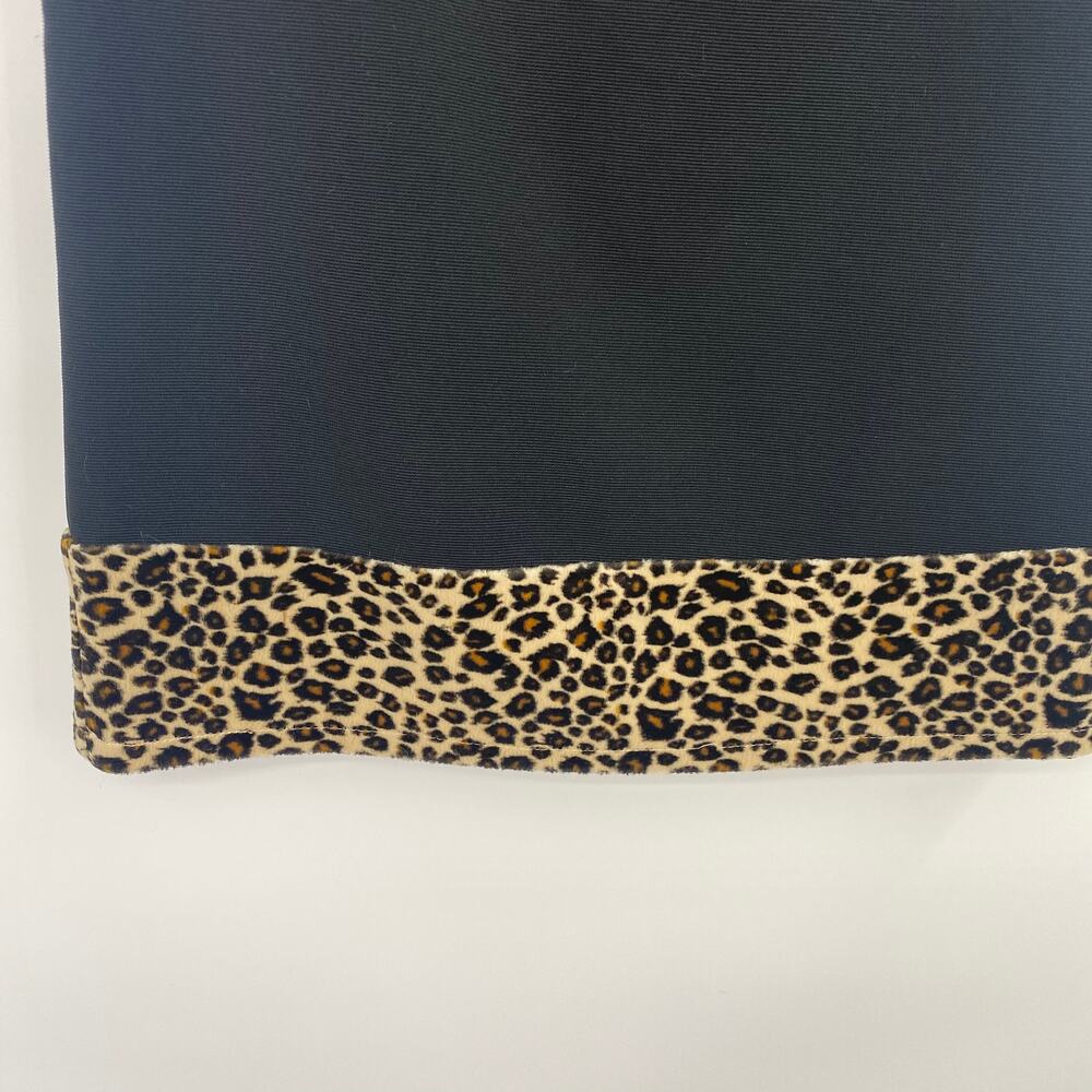 Vintage 90s Mini Skirt California Concepts Black Faux Fur Leopard Trim XS - Picture 4 of 5